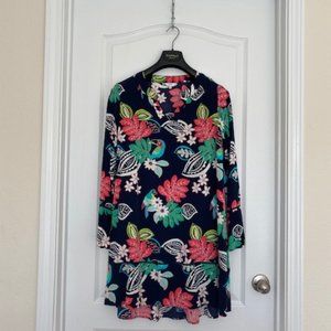 Women's Crochet Peasant Print Dress